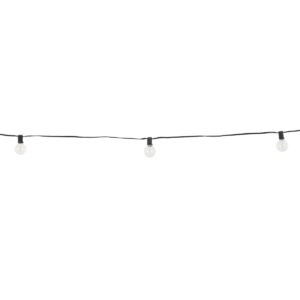 GLOBOSTAR® TWILIGHT 79667 Μοντέρνο Φωτιστικό Κήπου Γιρλάντα 7.7m με 15 Λάμπες & IR Ασύρματο Χειριστήριο LED 9W 810lm 360° DC 3.7V με Ενσωματωμένο Φωτοβολταϊκό Panel 5.5V 1.5W & Επαναφορτιζόμενη Μπαταρία Li-ion 3.6V 1×18650 2200mAh Αδιάβροχο IP65 Θερμό Λευκό 2700Κ Dimmable – Sanan SMD Chip – Μαύρο & Διάφανο – Μ770 x Π4 x Υ7cm – 2 Χρόνια Εγγύηση