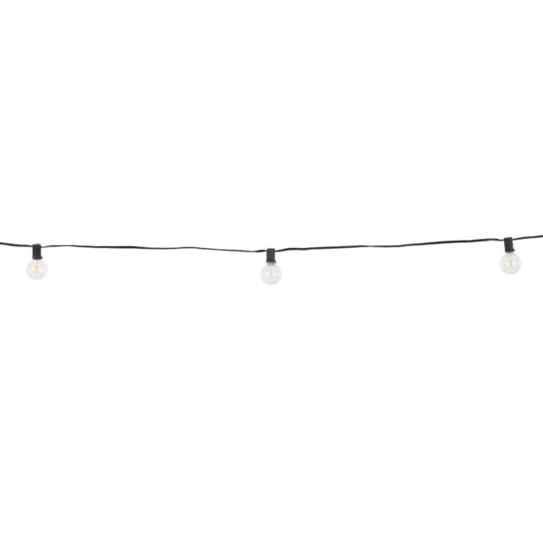 GLOBOSTAR® TWILIGHT 79667 Μοντέρνο Φωτιστικό Κήπου Γιρλάντα 7.7m με 15 Λάμπες & IR Ασύρματο Χειριστήριο LED 9W 810lm 360° DC 3.7V με Ενσωματωμένο Φωτοβολταϊκό Panel 5.5V 1.5W & Επαναφορτιζόμενη Μπαταρία Li-ion 3.6V 1×18650 2200mAh Αδιάβροχο IP65 Θερμό Λευκό 2700Κ Dimmable – Sanan SMD Chip – Μαύρο & Διάφανο – Μ770 x Π4 x Υ7cm – 2 Χρόνια Εγγύηση