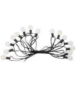 GLOBOSTAR® TWILIGHT 79667 Μοντέρνο Φωτιστικό Κήπου Γιρλάντα 7.7m με 15 Λάμπες & IR Ασύρματο Χειριστήριο LED 9W 810lm 360° DC 3.7V με Ενσωματωμένο Φωτοβολταϊκό Panel 5.5V 1.5W & Επαναφορτιζόμενη Μπαταρία Li-ion 3.6V 1×18650 2200mAh Αδιάβροχο IP65 Θερμό Λευκό 2700Κ Dimmable – Sanan SMD Chip – Μαύρο & Διάφανο – Μ770 x Π4 x Υ7cm – 2 Χρόνια Εγγύηση