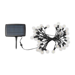 GLOBOSTAR® TWILIGHT 79668 Μοντέρνο Φωτιστικό Κήπου Γιρλάντα 10.5m με 30 Λάμπες & IR Ασύρματο Χειριστήριο LED 18W 1620lm 360° DC 3.7V με Ενσωματωμένο Φωτοβολταϊκό Panel 5.5V 3W & Επαναφορτιζόμενη Μπαταρία Li-ion 3.6V 2×18650 4400mAh Αδιάβροχο IP65 Θερμό Λευκό 2700Κ Dimmable – Sanan SMD Chip – Μαύρο & Διάφανο – Μ1050 x Π4 x Υ7cm – 2 Χρόνια Εγγύηση