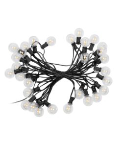 GLOBOSTAR® TWILIGHT 79668 Μοντέρνο Φωτιστικό Κήπου Γιρλάντα 10.5m με 30 Λάμπες & IR Ασύρματο Χειριστήριο LED 18W 1620lm 360° DC 3.7V με Ενσωματωμένο Φωτοβολταϊκό Panel 5.5V 3W & Επαναφορτιζόμενη Μπαταρία Li-ion 3.6V 2×18650 4400mAh Αδιάβροχο IP65 Θερμό Λευκό 2700Κ Dimmable – Sanan SMD Chip – Μαύρο & Διάφανο – Μ1050 x Π4 x Υ7cm – 2 Χρόνια Εγγύηση