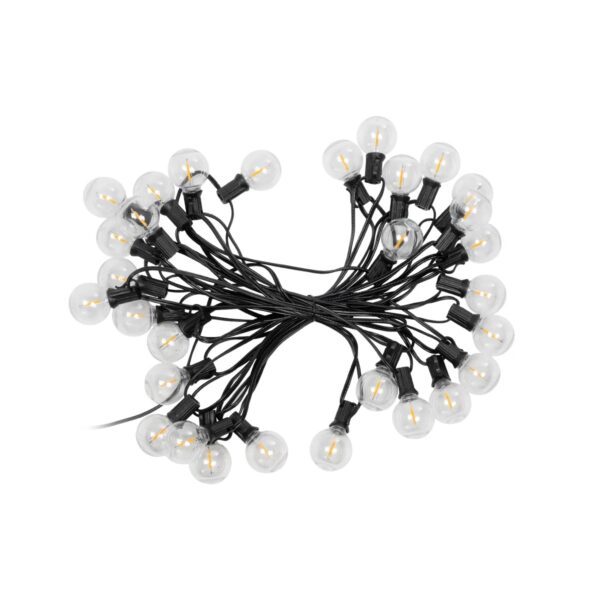 GLOBOSTAR® TWILIGHT 79668 Μοντέρνο Φωτιστικό Κήπου Γιρλάντα 10.5m με 30 Λάμπες & IR Ασύρματο Χειριστήριο LED 18W 1620lm 360° DC 3.7V με Ενσωματωμένο Φωτοβολταϊκό Panel 5.5V 3W & Επαναφορτιζόμενη Μπαταρία Li-ion 3.6V 2×18650 4400mAh Αδιάβροχο IP65 Θερμό Λευκό 2700Κ Dimmable – Sanan SMD Chip – Μαύρο & Διάφανο – Μ1050 x Π4 x Υ7cm – 2 Χρόνια Εγγύηση