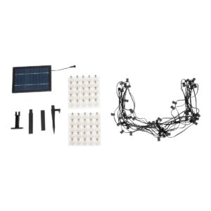 GLOBOSTAR® TWILIGHT 79669 Μοντέρνο Φωτιστικό Κήπου Γιρλάντα 14.5m με 50 Λάμπες LED 30W 2700lm 360° DC 3.6V με Ενσωματωμένο Φωτοβολταϊκό Panel 5.5V 5W & Επαναφορτιζόμενη Μπαταρία Li-ion 3.7V 3×18650 6600mAh Αδιάβροχο IP65 Θερμό Λευκό 2700Κ Dimmable – Sanan SMD Chip – Μαύρο & Διάφανο – Μ1450 x Π4 x Υ7cm – 2 Χρόνια Εγγύηση