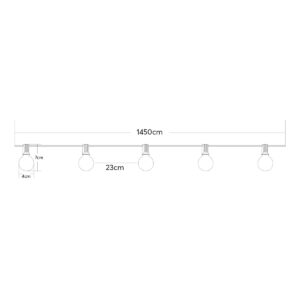 GLOBOSTAR® TWILIGHT 79669 Μοντέρνο Φωτιστικό Κήπου Γιρλάντα 14.5m με 50 Λάμπες LED 30W 2700lm 360° DC 3.6V με Ενσωματωμένο Φωτοβολταϊκό Panel 5.5V 5W & Επαναφορτιζόμενη Μπαταρία Li-ion 3.7V 3×18650 6600mAh Αδιάβροχο IP65 Θερμό Λευκό 2700Κ Dimmable – Sanan SMD Chip – Μαύρο & Διάφανο – Μ1450 x Π4 x Υ7cm – 2 Χρόνια Εγγύηση