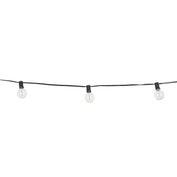 GLOBOSTAR® TWILIGHT 79669 Μοντέρνο Φωτιστικό Κήπου Γιρλάντα 14.5m με 50 Λάμπες LED 30W 2700lm 360° DC 3.6V με Ενσωματωμένο Φωτοβολταϊκό Panel 5.5V 5W & Επαναφορτιζόμενη Μπαταρία Li-ion 3.7V 3×18650 6600mAh Αδιάβροχο IP65 Θερμό Λευκό 2700Κ Dimmable – Sanan SMD Chip – Μαύρο & Διάφανο – Μ1450 x Π4 x Υ7cm – 2 Χρόνια Εγγύηση