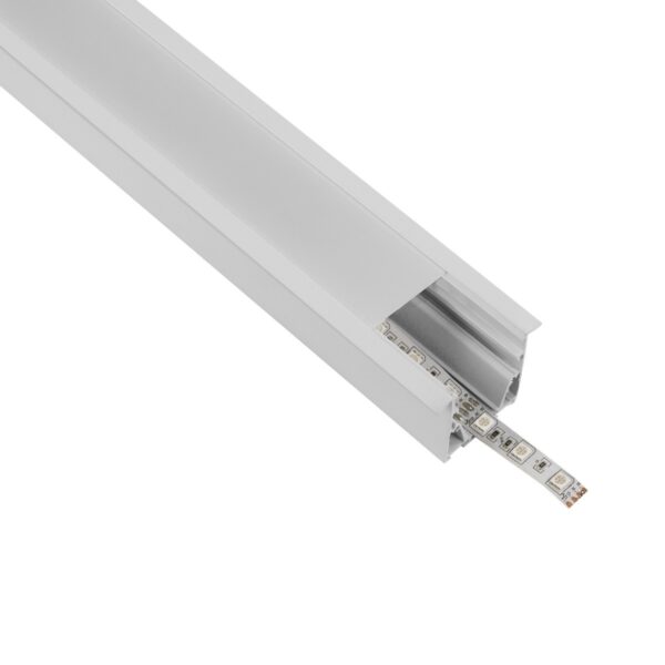 GLOBOSTAR® ALP-LINEAR RECESSA 61785-3M Χωνευτό Προφίλ Αλουμινίου με Λευκό Γαλακτερό Πατητό Κάλυμμα για Ταινίες LED IP20 – Λεικό Ματ – Μ300 x Π3.5 x Υ4cm