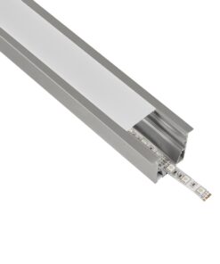 GLOBOSTAR® ALP-LINEAR RECESSA 61787-3M Χωνευτό Προφίλ Αλουμινίου με Λευκό Γαλακτερό Πατητό Κάλυμμα για Ταινίες LED IP20 – Γκρι Ανθρακί Ματ – Μ300 x Π3.5 x Υ4cm
