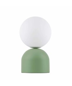 GloboStar® MAGIC 204-0130 Μοντέρνο Eπιτραπέζιο Φωτιστικό Μονόφωτο 1 x E14 IP20 Πράσινο Μέταλλο με Λευκό Γυαλί – Μ13 x Π13 x Υ28cm