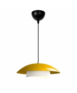 GLOBOSTAR® AURA 204-0118 Μοντέρνο Κρεμαστό Φωτιστικό Οροφής με Ντουί 1 x E27 AC 220-240V IP20 – Κίτρινο & Λευκό – Μ31 x Π31 x Υ27cm