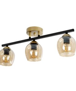 GLOBOSTAR® RADIUS 201-0122 Vintage Φωτιστικό Οροφής με Ντουί 3 x E27 AC 220-240V IP20 – Χρυσό, Μαύρο & Μελί- Μ60 x Π13 x Υ16cm