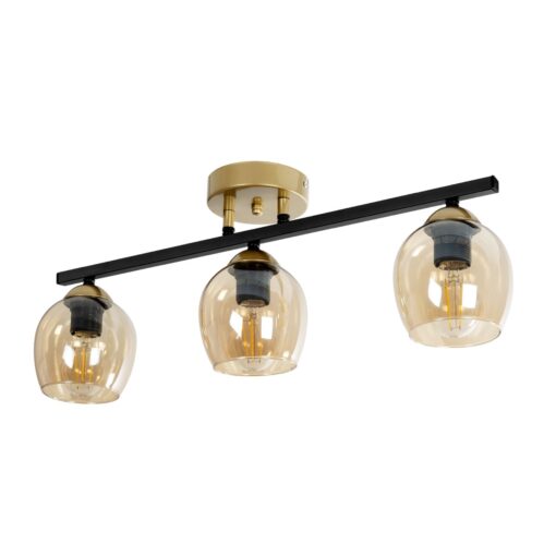GLOBOSTAR® RADIUS 201-0122 Vintage Φωτιστικό Οροφής με Ντουί 3 x E27 AC 220-240V IP20 – Χρυσό, Μαύρο & Μελί- Μ60 x Π13 x Υ16cm