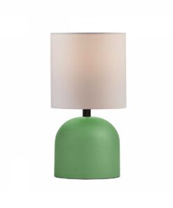 GloboStar® LOREN 204-0136 Μοντέρνο Eπιτραπέζιο Φωτιστικό Μονόφωτο 1 x E27 IP20 Πράσινο Μέταλλο με Μπεζ Ύφασμα – Μ15 x Π15 x Υ31cm