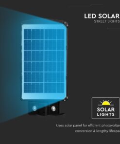 Ηλιακό Φωτιστικό Δρόμου Μαύρο LED 6W 800lm Ψυχρό 6000K IP65 V-TAC με Τηλεχειριστήριο Dimmable – 95532