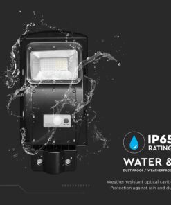 Ηλιακό Φωτιστικό Δρόμου Μαύρο LED 6W 800lm Ψυχρό 6000K IP65 V-TAC με Τηλεχειριστήριο Dimmable – 95532