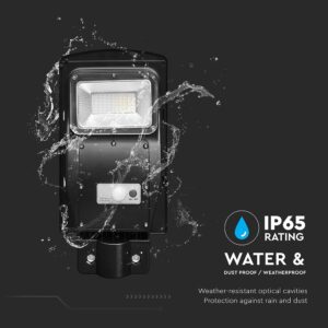 Ηλιακό Φωτιστικό Δρόμου Μαύρο LED 6W 800lm Ψυχρό 6000K IP65 V-TAC με Τηλεχειριστήριο Dimmable – 95532