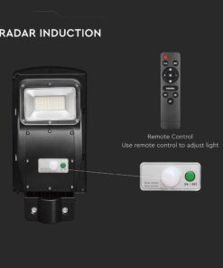 Ηλιακό Φωτιστικό Δρόμου Μαύρο LED 6W 800lm Ψυχρό 6000K IP65 V-TAC με Τηλεχειριστήριο Dimmable – 95532
