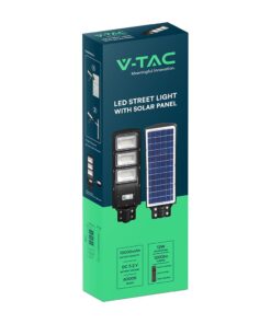 Ηλιακό Φωτιστικό Δρόμου Μαύρο LED 12W 1200lm Ψυχρό Λευκό 6000K IP65 V-TAC – 95534