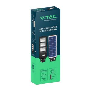 Ηλιακό Φωτιστικό Δρόμου Μαύρο LED 12W 1200lm Ψυχρό Λευκό 6000K IP65 V-TAC – 95534