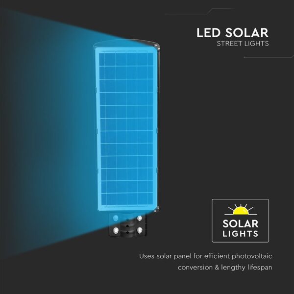 Ηλιακό Φωτιστικό Δρόμου Μαύρο LED 12W 1200lm Ψυχρό Λευκό 6000K IP65 V-TAC – 95534