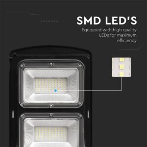 Ηλιακό Φωτιστικό Δρόμου Μαύρο LED 12W 1200lm Ψυχρό Λευκό 6000K IP65 V-TAC – 95534