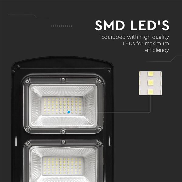 Ηλιακό Φωτιστικό Δρόμου Μαύρο LED 12W 1200lm Ψυχρό Λευκό 6000K IP65 V-TAC – 95534