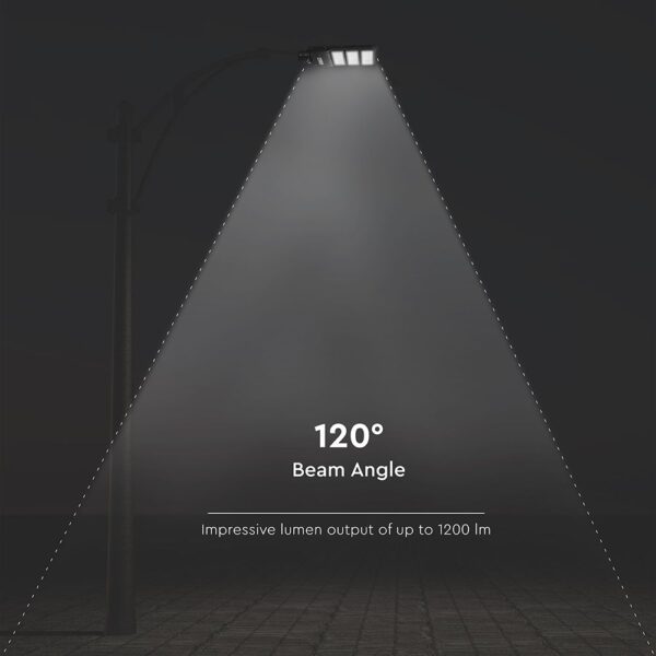 Ηλιακό Φωτιστικό Δρόμου Μαύρο LED 12W 1200lm Ψυχρό Λευκό 6000K IP65 V-TAC – 95534