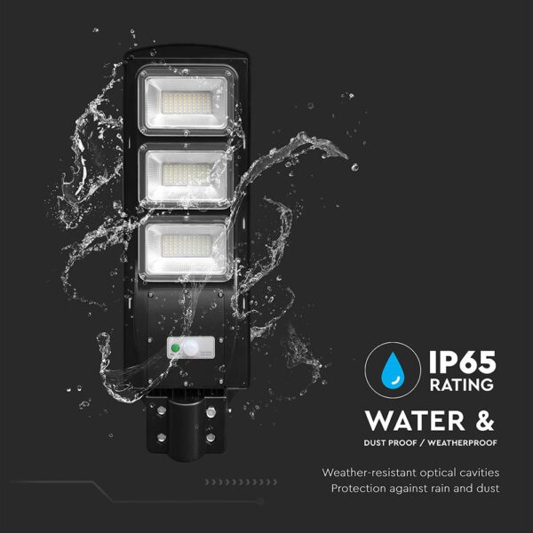 Ηλιακό Φωτιστικό Δρόμου Μαύρο LED 12W 1200lm Ψυχρό Λευκό 6000K IP65 V-TAC – 95534