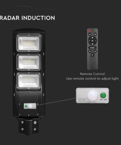 Ηλιακό Φωτιστικό Δρόμου Μαύρο LED 12W 1200lm Ψυχρό Λευκό 6000K IP65 V-TAC – 95534