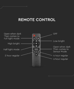 Ηλιακό Φωτιστικό Δρόμου Μαύρο LED 12W 1200lm Ψυχρό Λευκό 6000K IP65 V-TAC – 95534