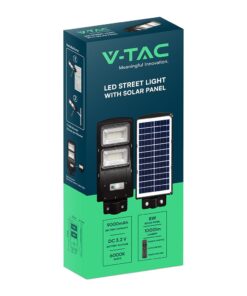 Ηλιακό Φωτιστικό Δρόμου Μαύρο LED 8W 1000lm Ψυχρό 6000K IP65 V-TAC με Τηλεχειριστήριο Dimmable – 98417