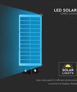 Ηλιακό Φωτιστικό Δρόμου Μαύρο LED 8W 1000lm Ψυχρό 6000K IP65 V-TAC με Τηλεχειριστήριο Dimmable – 98417