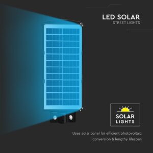 Ηλιακό Φωτιστικό Δρόμου Μαύρο LED 8W 1000lm Ψυχρό 6000K IP65 V-TAC με Τηλεχειριστήριο Dimmable – 98417