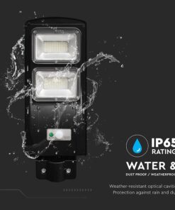 Ηλιακό Φωτιστικό Δρόμου Μαύρο LED 8W 1000lm Ψυχρό 6000K IP65 V-TAC με Τηλεχειριστήριο Dimmable – 98417