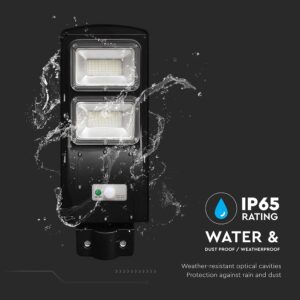 Ηλιακό Φωτιστικό Δρόμου Μαύρο LED 8W 1000lm Ψυχρό 6000K IP65 V-TAC με Τηλεχειριστήριο Dimmable – 98417