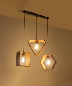 GLOBOSTAR® ELISE 999-0034 Μοντέρνο Κρεμαστό Φωτιστικό Οροφής με Ντουί 3 x E27 AC 220-240V IP20 – Καφέ & Μαύρο – Μ74 x Π9 x Υ40cm