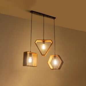 GLOBOSTAR® ELISE 999-0034 Μοντέρνο Κρεμαστό Φωτιστικό Οροφής με Ντουί 3 x E27 AC 220-240V IP20 – Καφέ & Μαύρο – Μ74 x Π9 x Υ40cm