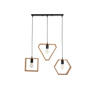 GLOBOSTAR® ELISE 999-0034 Μοντέρνο Κρεμαστό Φωτιστικό Οροφής με Ντουί 3 x E27 AC 220-240V IP20 – Καφέ & Μαύρο – Μ74 x Π9 x Υ40cm