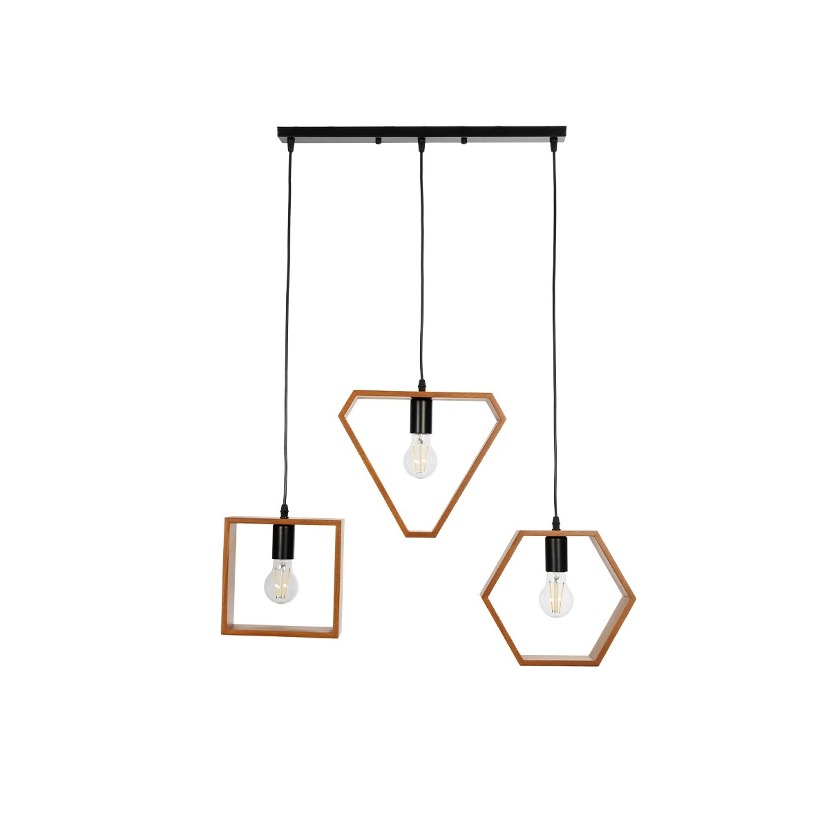 GLOBOSTAR® ELISE 999-0034 Μοντέρνο Κρεμαστό Φωτιστικό Οροφής με Ντουί 3 x E27 AC 220-240V IP20 – Καφέ & Μαύρο – Μ74 x Π9 x Υ40cm