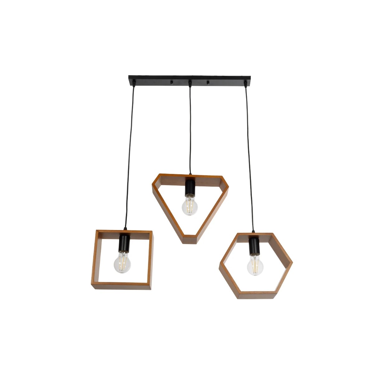 GLOBOSTAR® ELISE 999-0034 Μοντέρνο Κρεμαστό Φωτιστικό Οροφής με Ντουί 3 x E27 AC 220-240V IP20 – Καφέ & Μαύρο – Μ74 x Π9 x Υ40cm