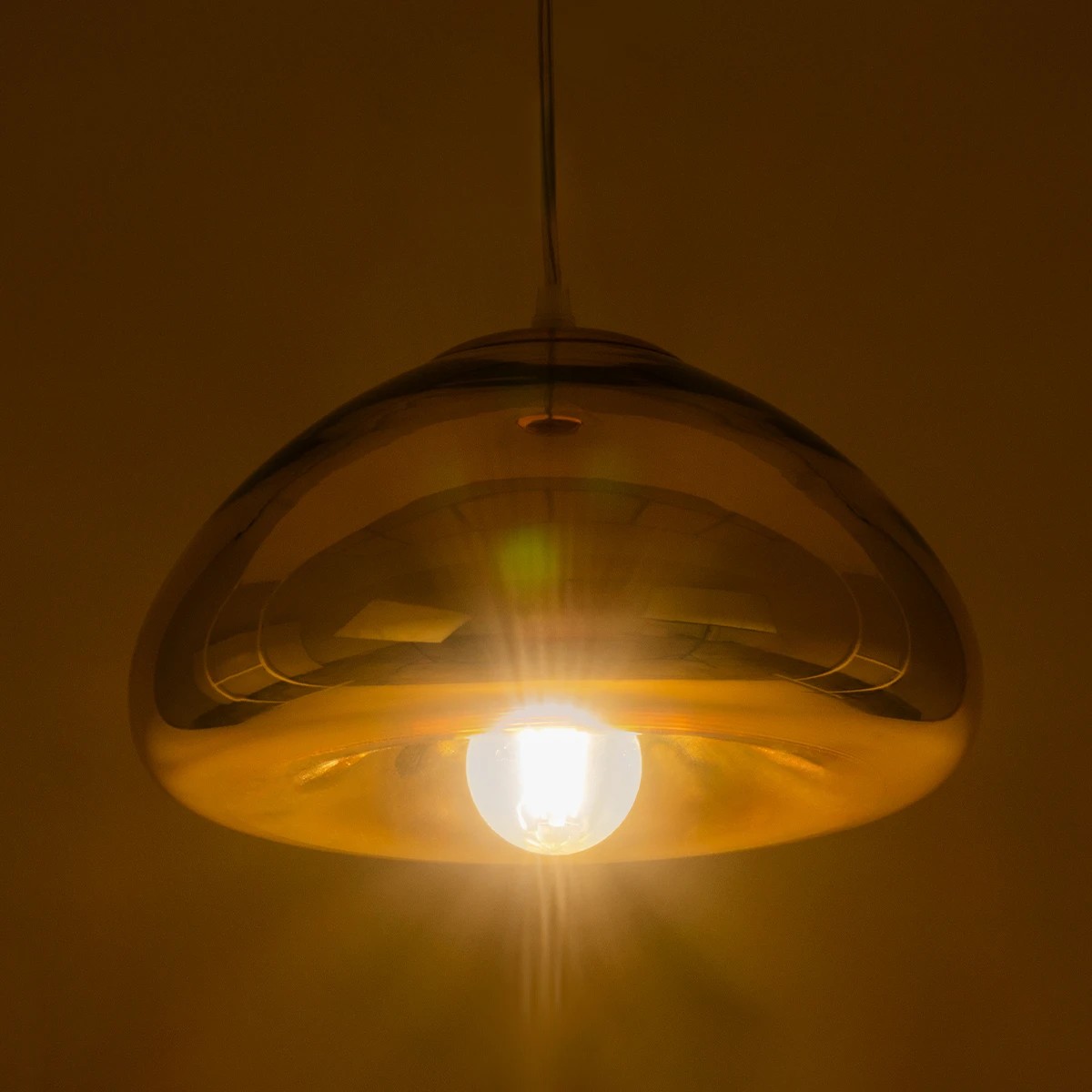 GLOBOSTAR® CRISTIN 999-0039 Μοντέρνο Κρεμαστό Φωτιστικό Οροφής με Ντουί 1 x E27 AC 220-240V IP20 – Χρυσό – Μ18 x Π18 x Υ13cm