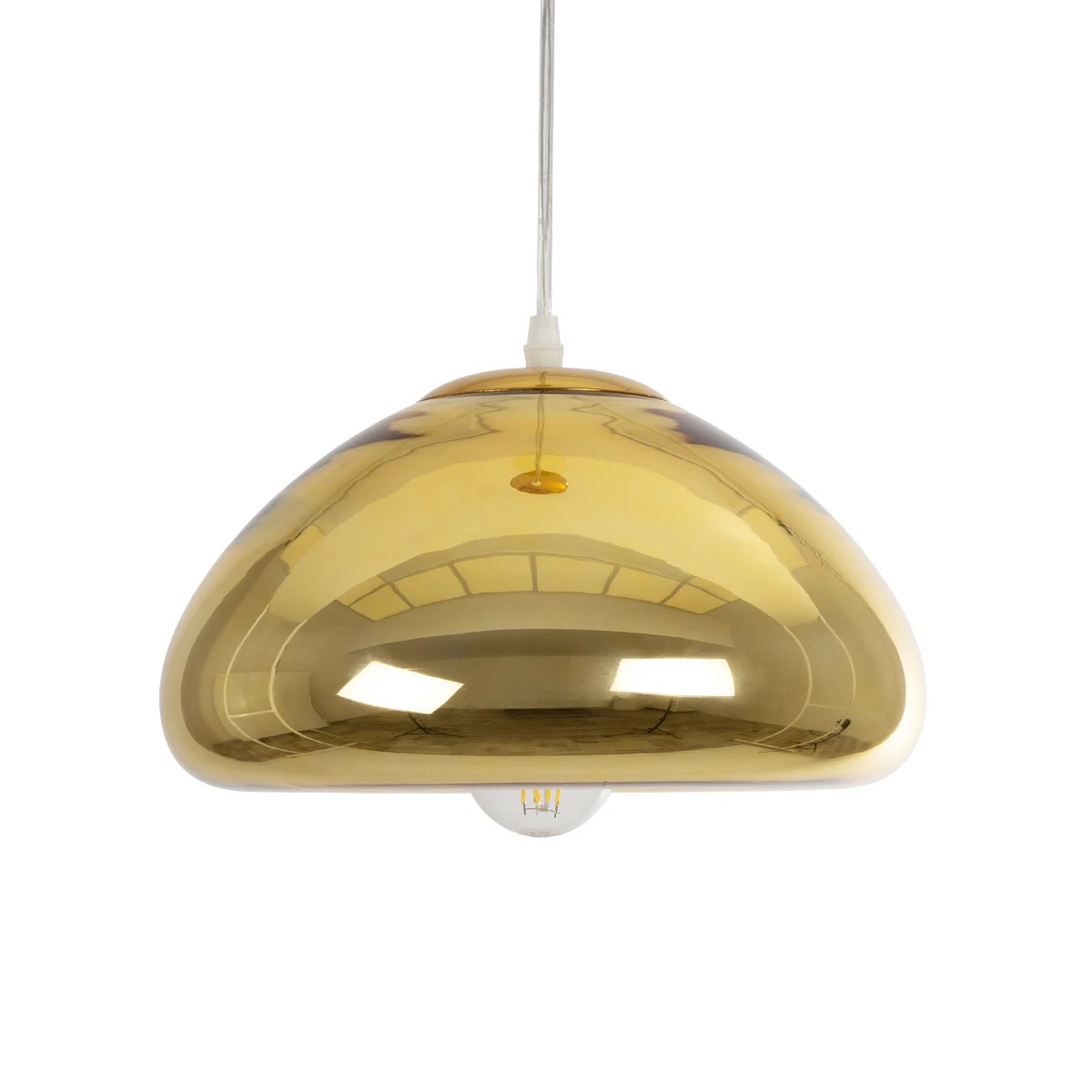 GLOBOSTAR® CRISTIN 999-0039 Μοντέρνο Κρεμαστό Φωτιστικό Οροφής με Ντουί 1 x E27 AC 220-240V IP20 – Χρυσό – Μ18 x Π18 x Υ13cm