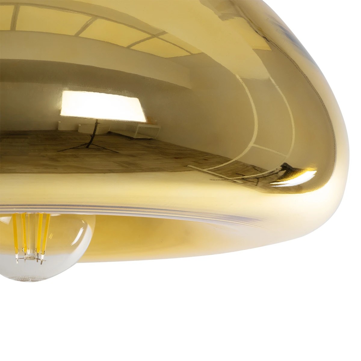 GLOBOSTAR® CRISTIN 999-0039 Μοντέρνο Κρεμαστό Φωτιστικό Οροφής με Ντουί 1 x E27 AC 220-240V IP20 – Χρυσό – Μ18 x Π18 x Υ13cm