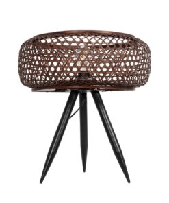 GloboStar® ZORION 999-0040 Vintage Επιτραπέζιο Φωτιστικό Πορτατίφ Μονόφωτο 1 x E27 IP20 Καφέ Ξύλο με Μαύρο Μέταλλο – Μ40 x Π40 x Υ43.5cm