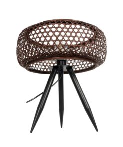 GloboStar® ZORION 999-0040 Vintage Επιτραπέζιο Φωτιστικό Πορτατίφ Μονόφωτο 1 x E27 IP20 Καφέ Ξύλο με Μαύρο Μέταλλο – Μ40 x Π40 x Υ43.5cm