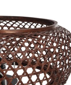 GloboStar® ZORION 999-0040 Vintage Επιτραπέζιο Φωτιστικό Πορτατίφ Μονόφωτο 1 x E27 IP20 Καφέ Ξύλο με Μαύρο Μέταλλο – Μ40 x Π40 x Υ43.5cm