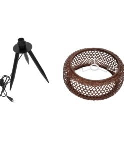 GloboStar® ZORION 999-0040 Vintage Επιτραπέζιο Φωτιστικό Πορτατίφ Μονόφωτο 1 x E27 IP20 Καφέ Ξύλο με Μαύρο Μέταλλο – Μ40 x Π40 x Υ43.5cm