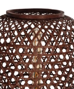 GloboStar® CURACAO 999-0041 Μοντέρνο Επιδαπέδιο Φωτιστικό Μονόφωτο 1 x E27 IP20 Μαύρο Μέταλλο με Καφέ Ξύλο – Μ30 x Π30 x Υ165cm