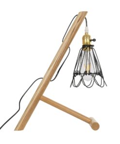 GloboStar® ELMA 999-0239 Μοντέρνο Επιτραπέζιο Φωτιστικό Πορτατίφ Μονόφωτο 1 x E27 IP20 Μπεζ Ξύλο με Μαύρο Μέταλλο – Μ35 x Π20 x Υ43cm