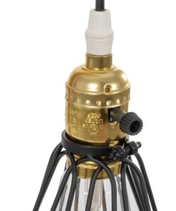 GloboStar® ELMA 999-0239 Μοντέρνο Επιτραπέζιο Φωτιστικό Πορτατίφ Μονόφωτο 1 x E27 IP20 Μπεζ Ξύλο με Μαύρο Μέταλλο – Μ35 x Π20 x Υ43cm