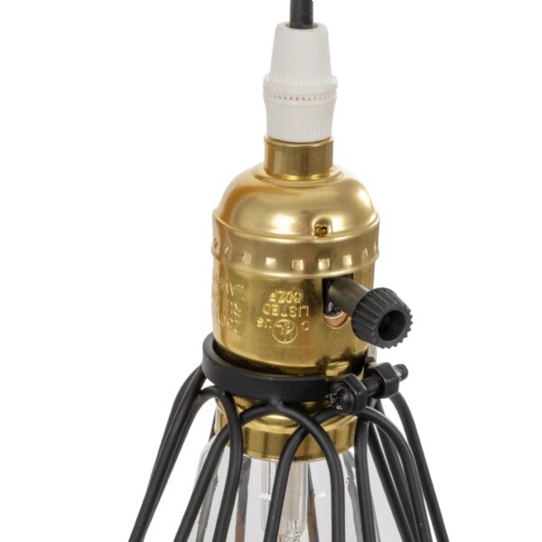 GloboStar® ELMA 999-0239 Μοντέρνο Επιτραπέζιο Φωτιστικό Πορτατίφ Μονόφωτο 1 x E27 IP20 Μπεζ Ξύλο με Μαύρο Μέταλλο – Μ35 x Π20 x Υ43cm